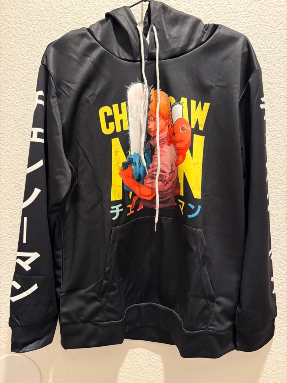 Black Graphic Pullover Hoodie - Chainsaw Man Inspired